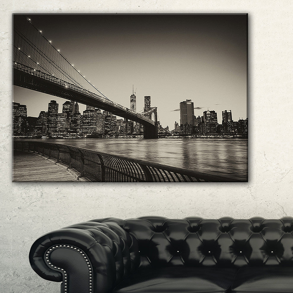 "Famous Landmark of Brooklyn Bridge" Canvas Print32"x16"