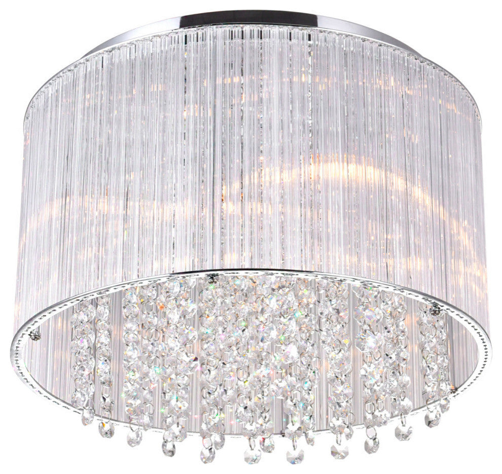 Spring Morning 6 Light Drum Shade Flush Mount With Chrome Finish