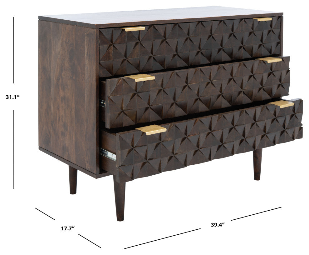 Safavieh Couture Zinnia 3 Drawer Chest Walnut