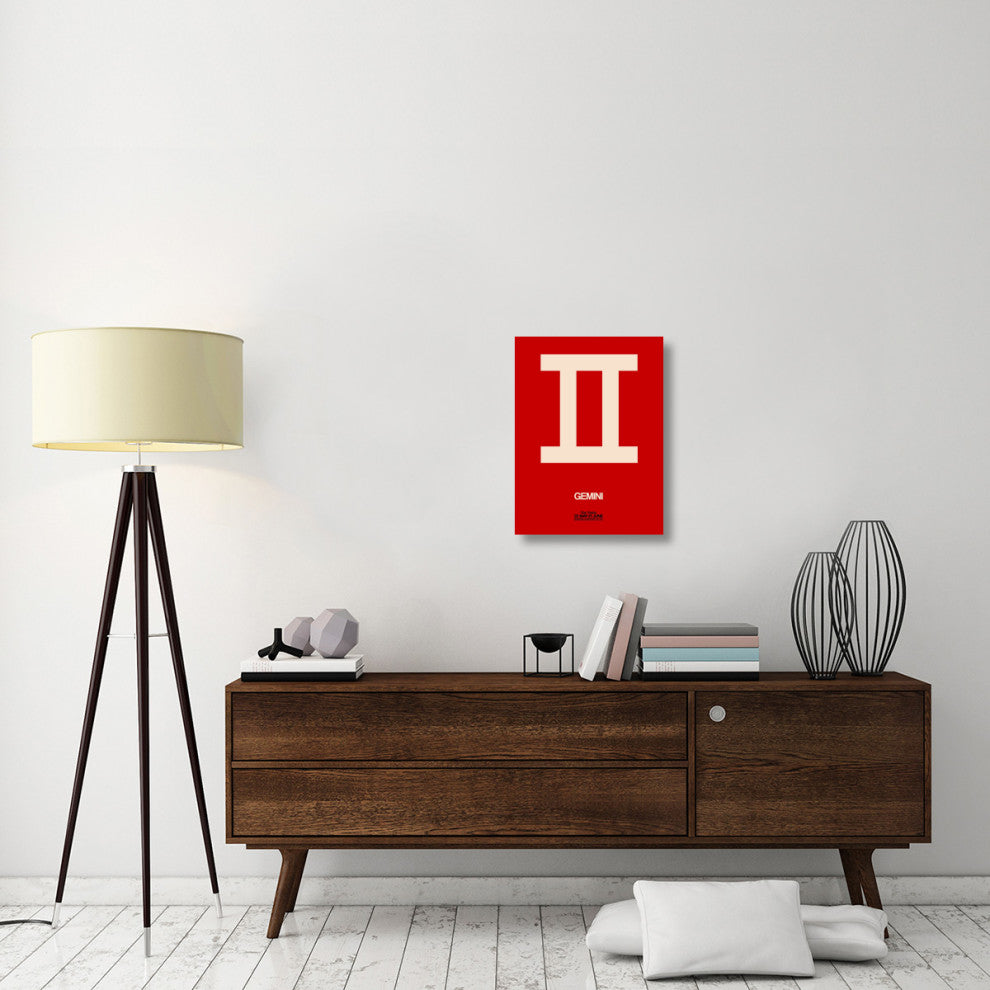 "Gemini Zodiac Sign White on Red" Fine Art Print