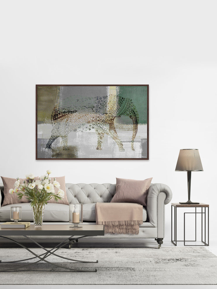 "Decorative Elephant" Floater Framed Painting Print on Canvas, 60"x40"