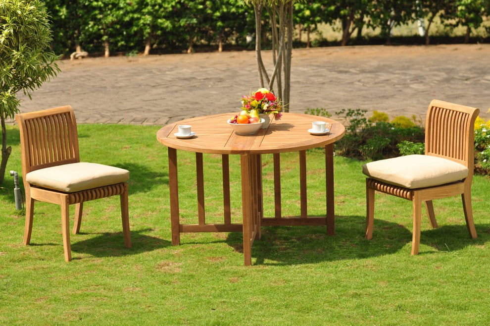 3-Piece Set, 48" Butterfly Table, 2 Giva Chairs, Sunbrella Cushion, Cast Mist