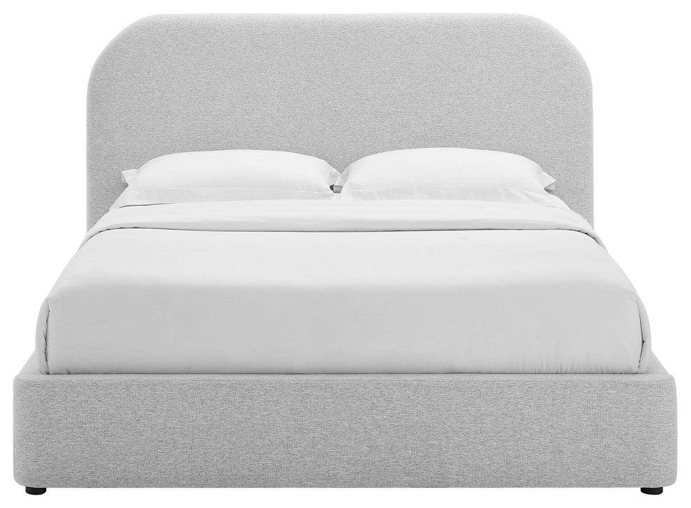 Keynote Upholstered Fabric Curved Full Platform Bed