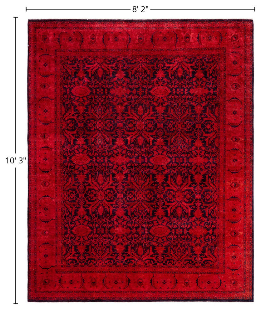 Overdyed One-of-a-Kind Hand-Knotted Area Rug Pink, 8' 2" x 10' 3"