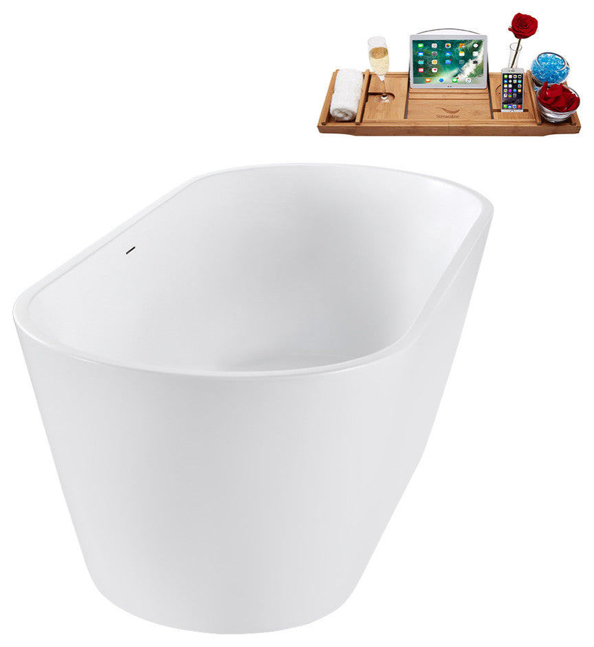 67" Streamline G-51-226-CH Freestanding Bathtub, Tray, Drain, Polished Chrome