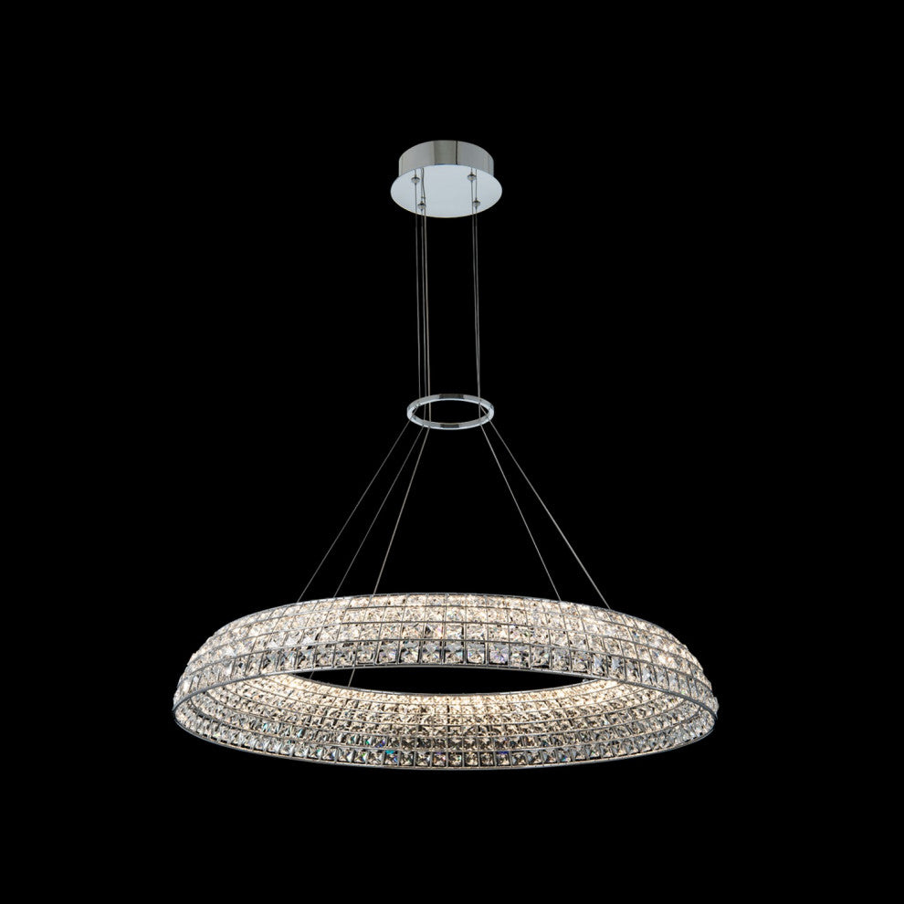 1 Light Contemporary Large Pendant by Allegri, Chrome, 5"