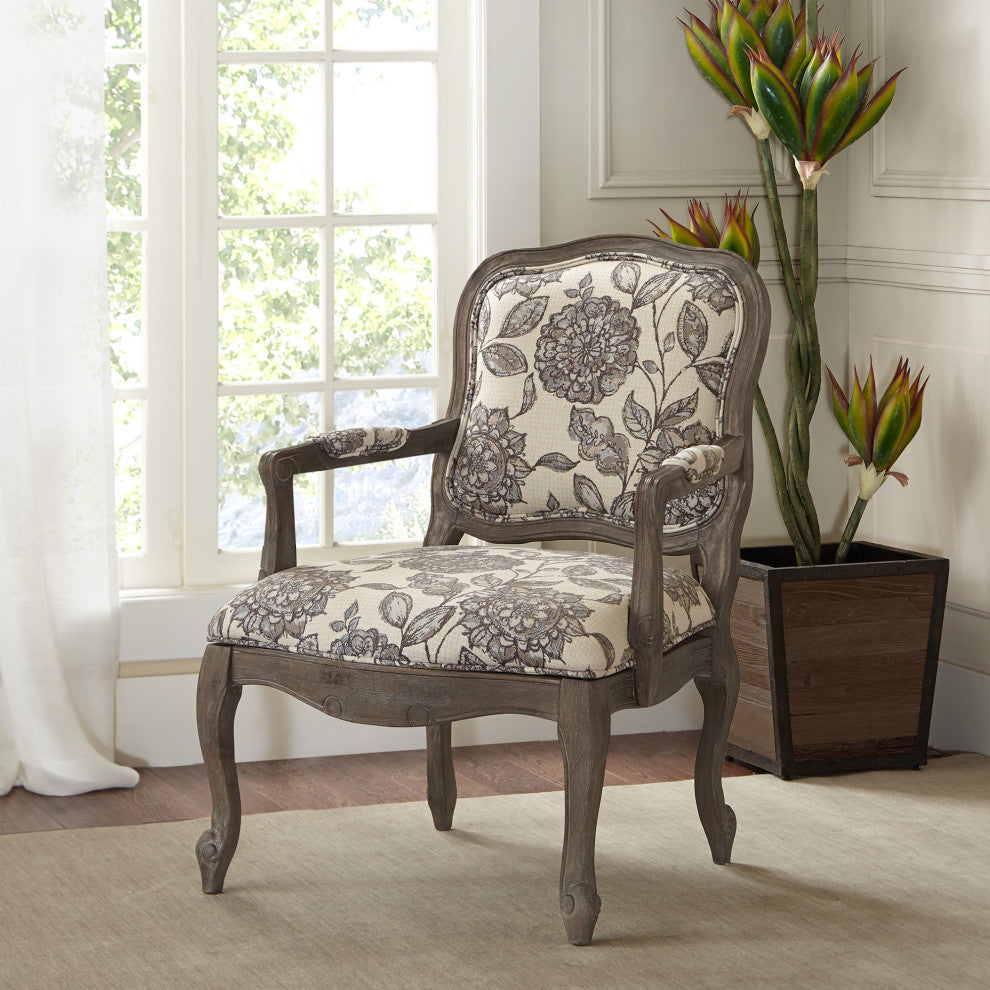 Madison Park Monroe Camel Back Exposed Wood, Floral