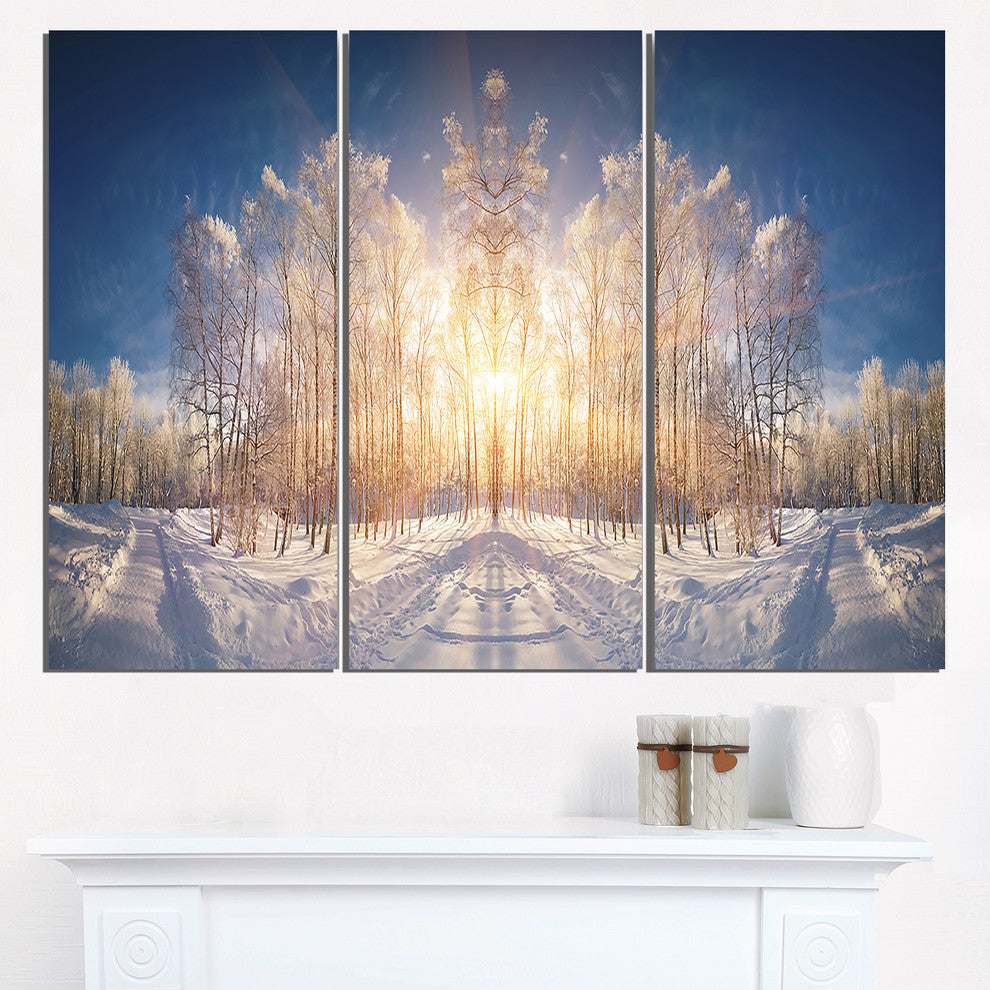 "Horizontally Flipped Winter Land" Metal Wall Art, 3 Panels, 36"x28"