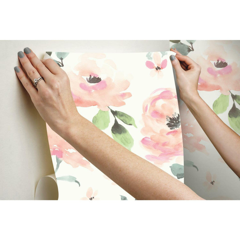 Watercolor Blooms Peel and Stick Wallpaper