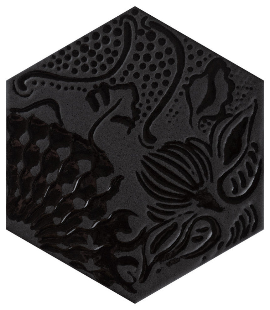 Gaudi Lux Hex Black Porcelain Floor and Wall Tile