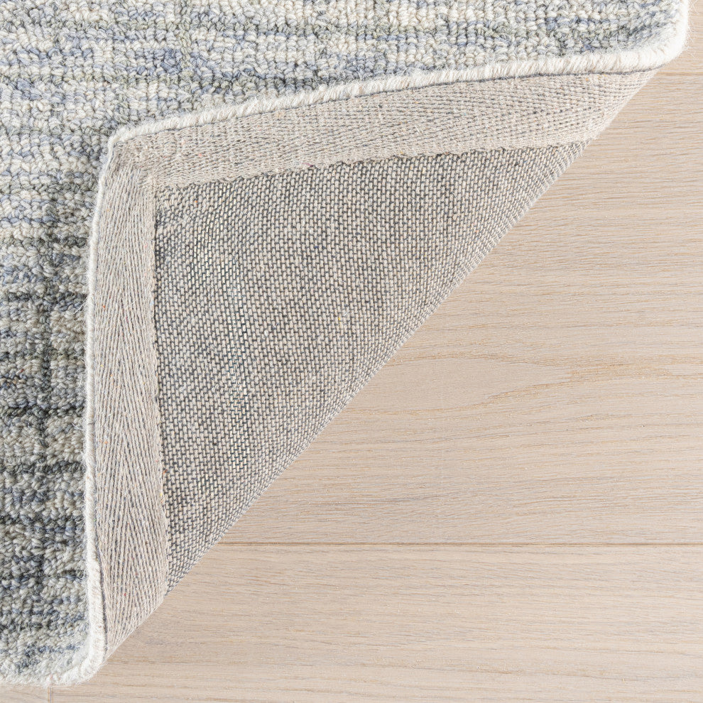 Melrose Checked Wool Area Rug, Light Blue & Grey 4' x 6'