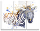 "Little Zebra Illustration Art" Glossy Metal Wall Art, 3 Panels, 36"x28"
