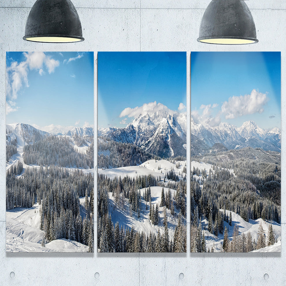 "Austrian Alps Winter Panorama" Metal Wall Art, 3 Panels, 36"x28"