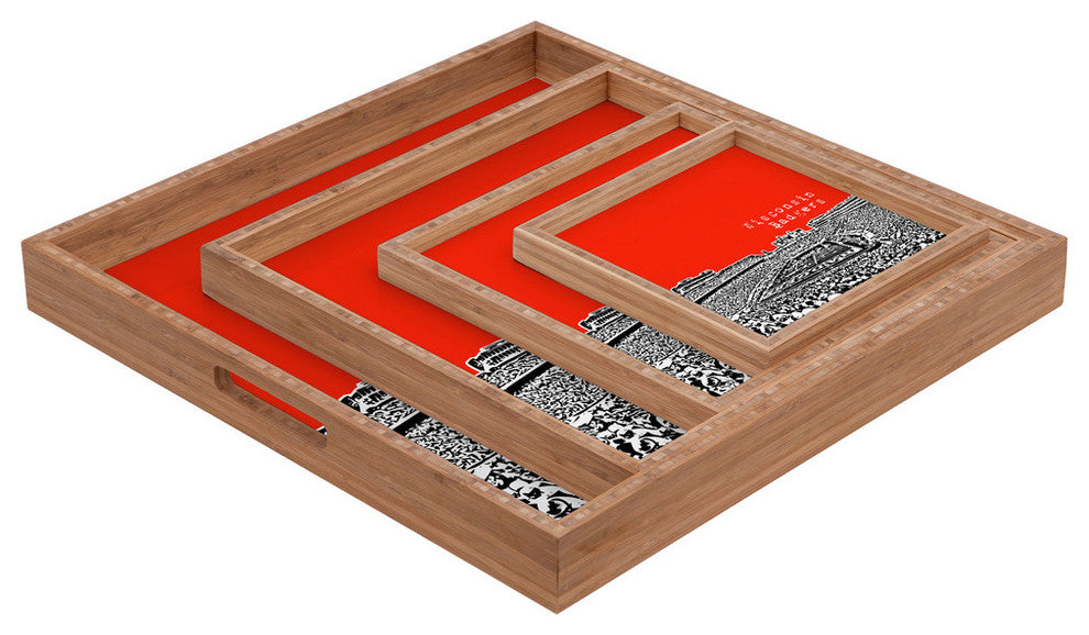 Deny Designs Bird Ave Wisconsin Badgers Red Square Tray