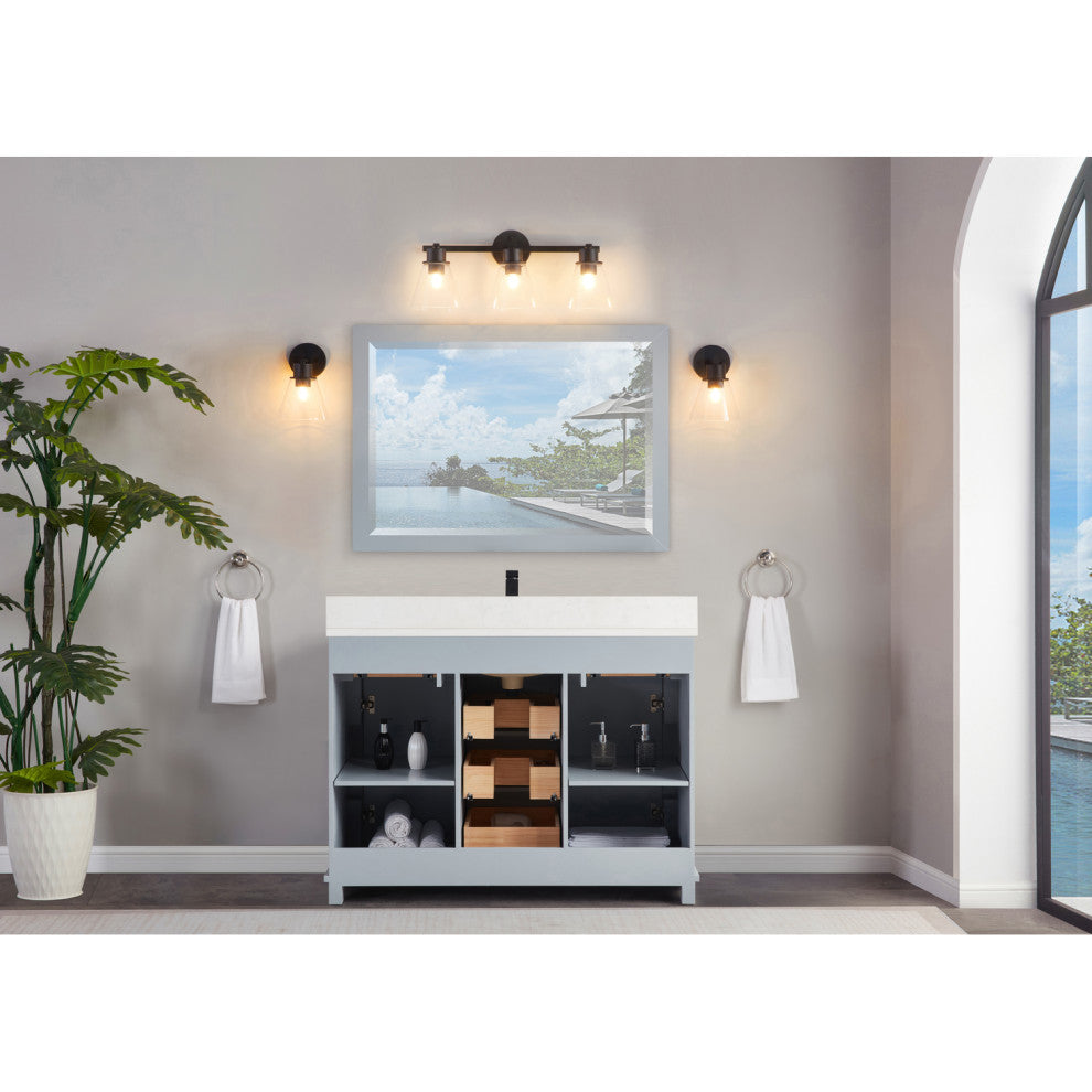 Legion Furniture WS2512 Series Bathroom Sink Vanity, Cadet, 48", Artificial Stone Top, Single Sink