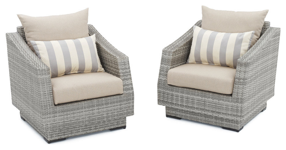 Cannes 2 Piece Aluminum Outdoor Patio Club Chairs, Sand
