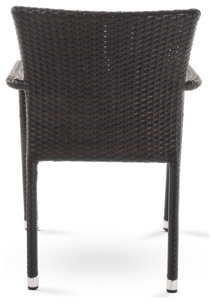 GDF Studio Dylan Outdoor Wicker Armed Aluminum Framed Stack Chairs, Set of 2, Mu