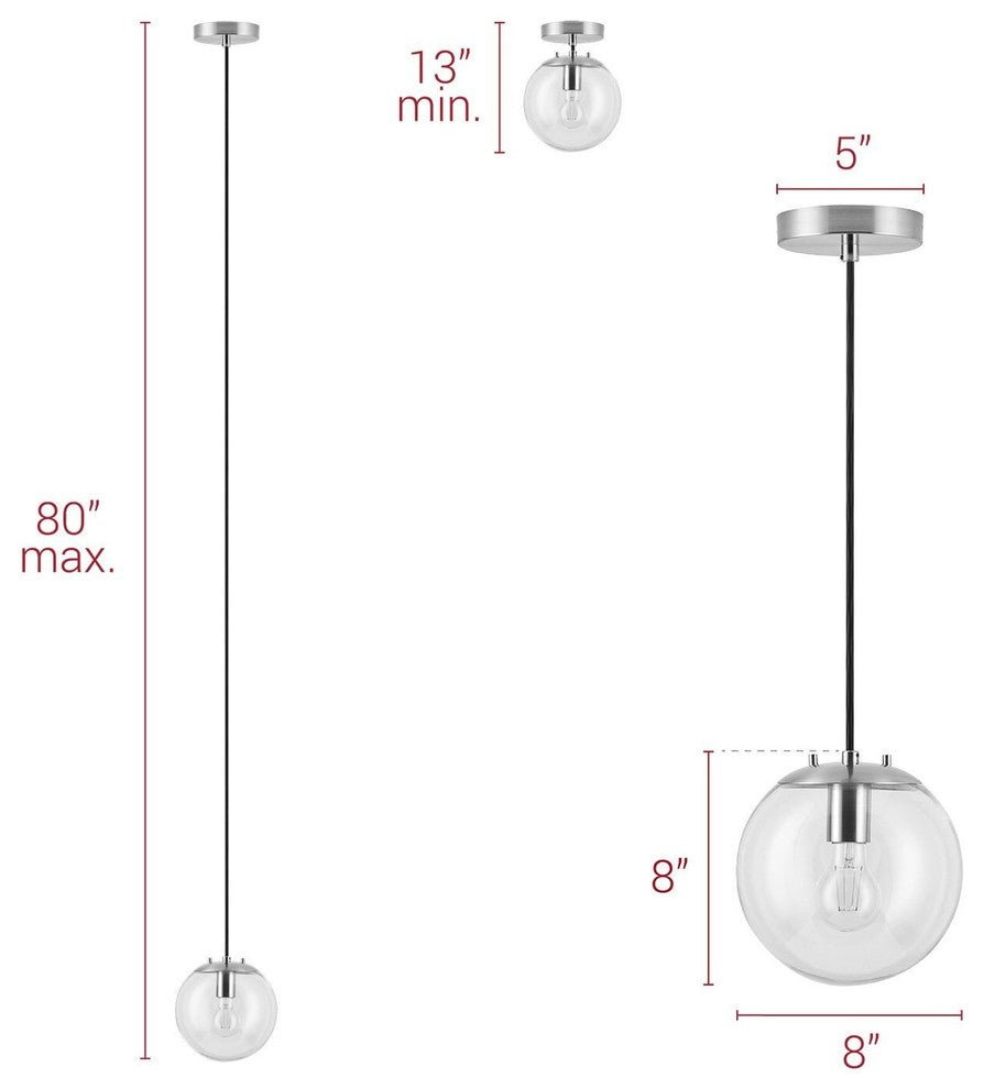 Sferra Pendant Light with Bulb, Brushed Nickel