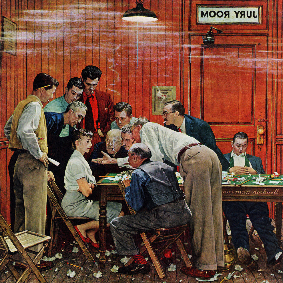 "Jury" Painting Print on Canvas by Norman Rockwell