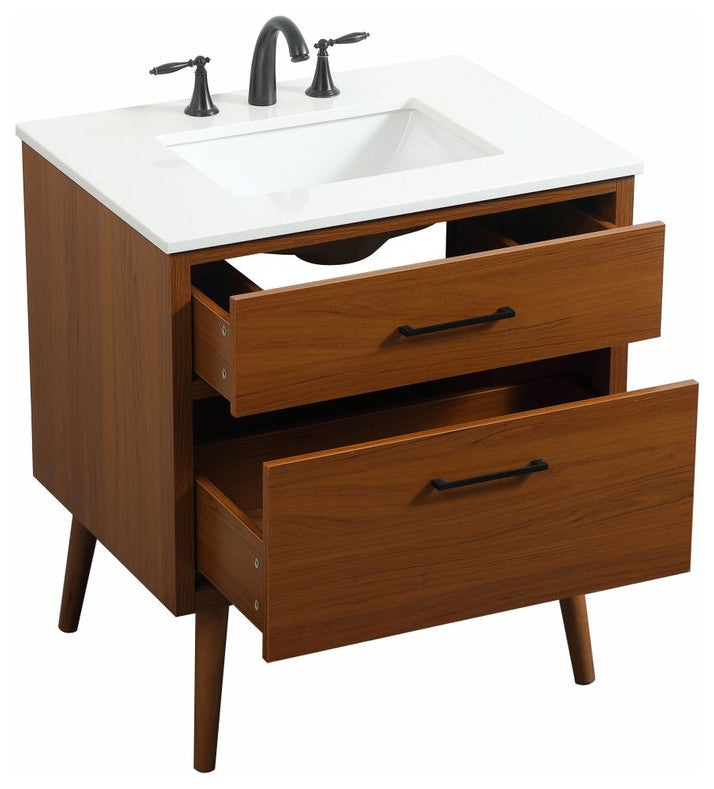 Home Living 22" Midcentury Modern Teak-Light Bathroom Vanity