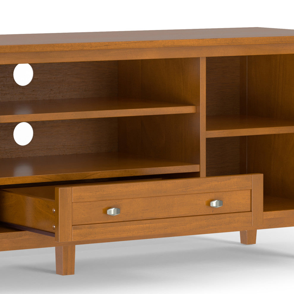 Warm Shaker Solid Wood 60" TV Media Stand, Light Golden Brown For TVs up to65"