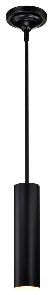 1-Light Matte Black Modern Mini Pendant Light With Cylindrical Metal Shade