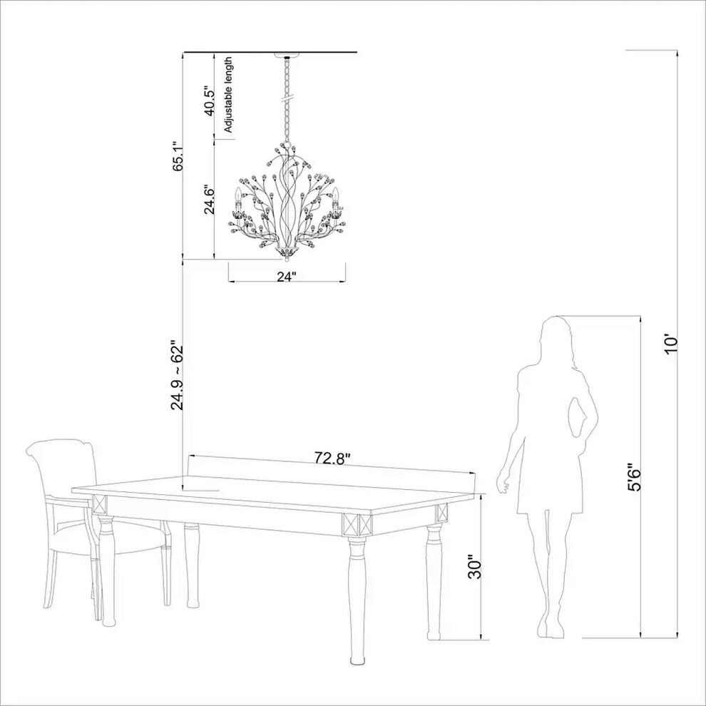 Silvia Antique Bronze 6-light Crystal and Iron Chandelier