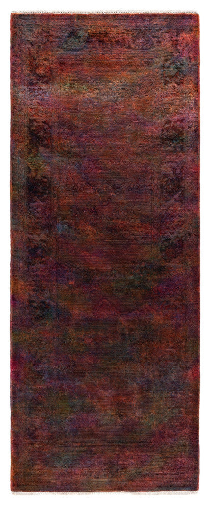 Overdyed One-of-a-Kind Hand-Knotted Area Rug Orange, 3' 0" x 7' 10"