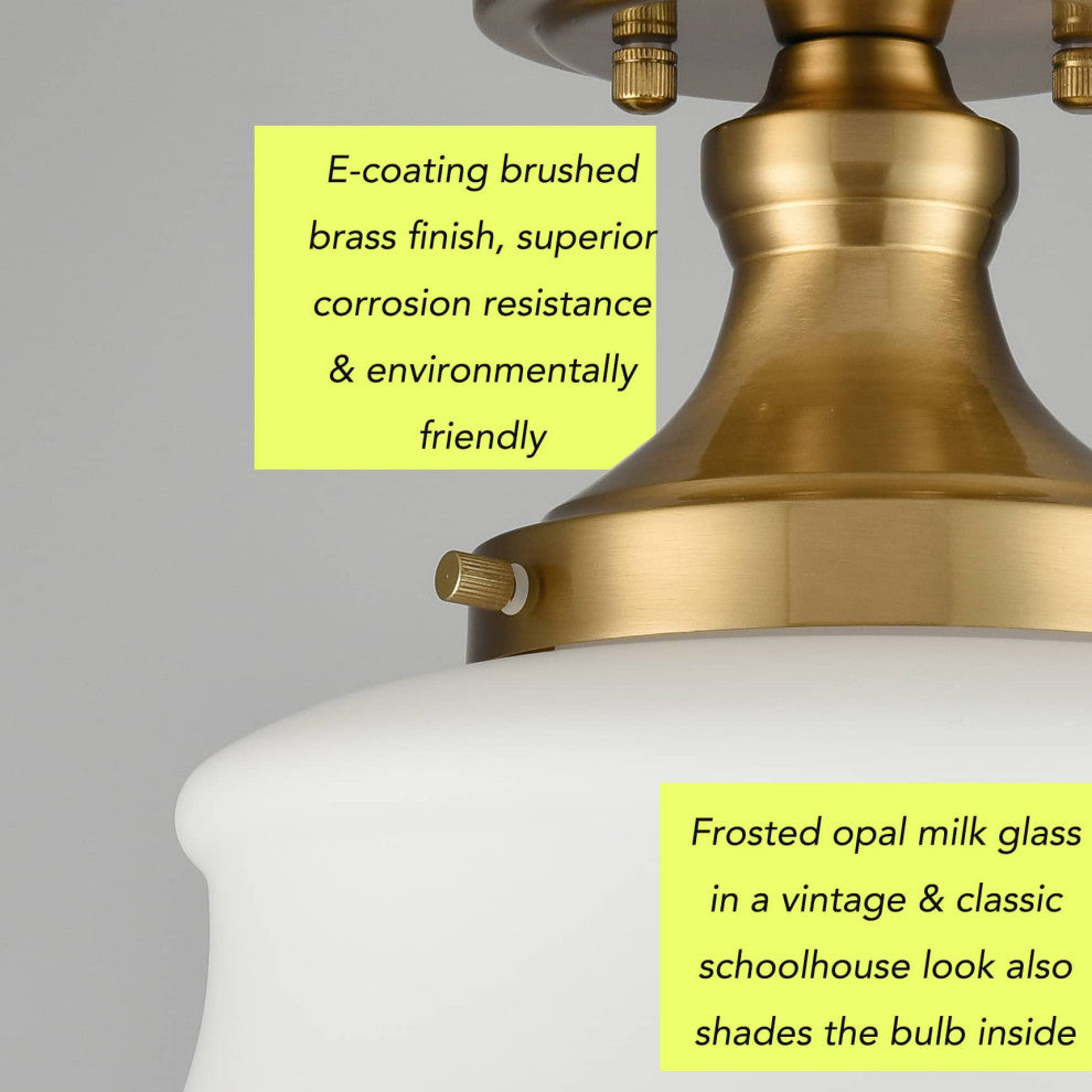 Modern Semi Flush Mount Ceiling Light Gold Schoolhouse Fixture