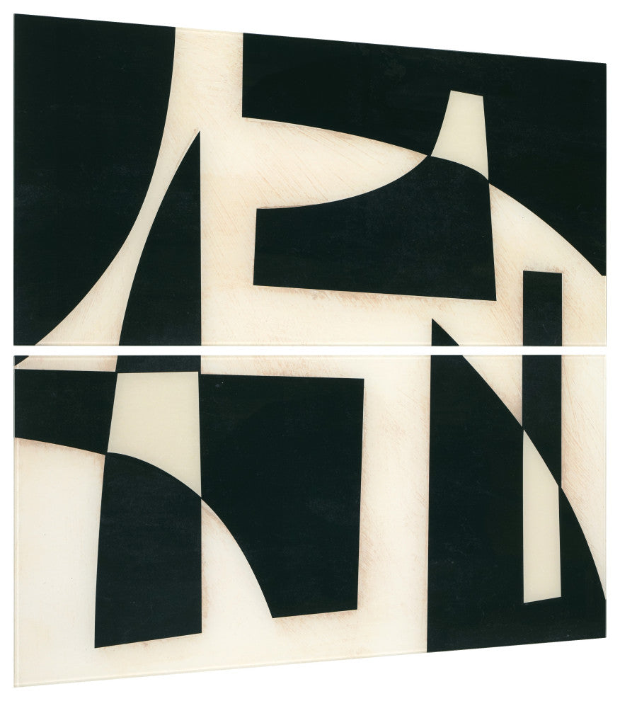 "Onyx Cutout" Oversized 72"x36" Frameless Reverse Printed Tempered Art Glass Set