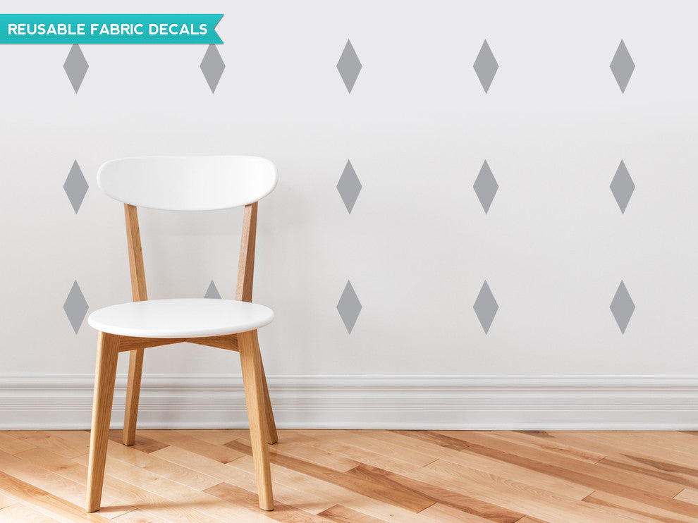 Diamond Fabric Wall Decals, Set of 16, Grey