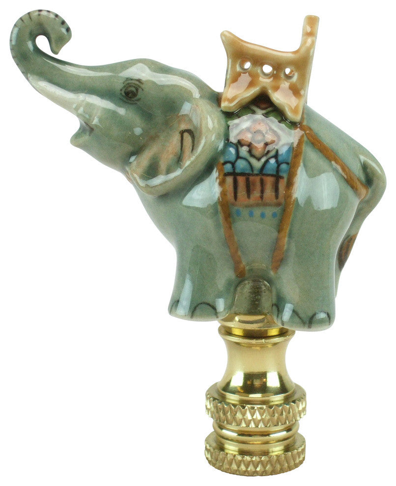 Elephant Celadon Porcelain Lamp Finial 2.5"h
