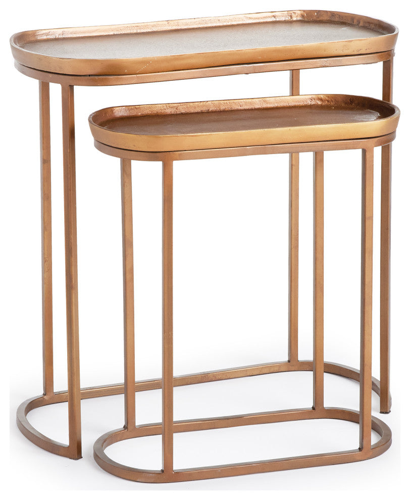Ziva End Tables, Set of 2, Antique Brass