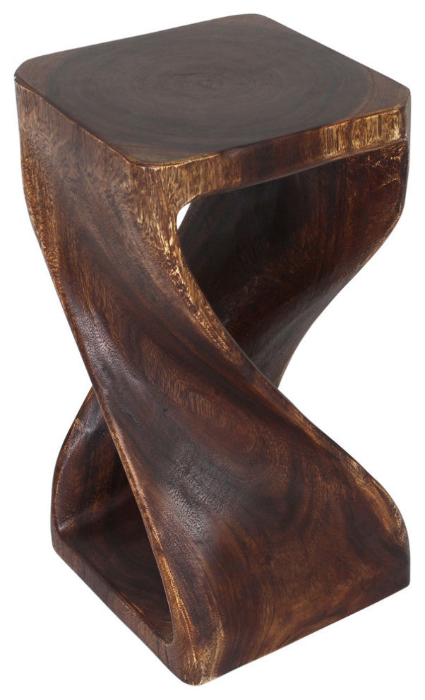 Haussmann® Original Wood Twist Stool 12 X 12 X 23 In High Mocha Oil