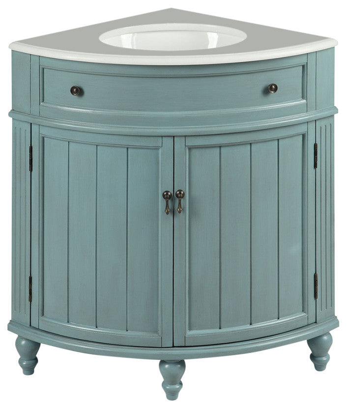Vantage Corner Vanity, Light Blue, 24"