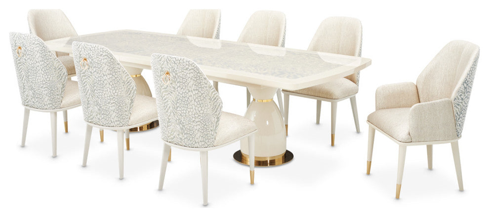 Lisbon 9-Piece Dining Room Set, Silken Matte Cream