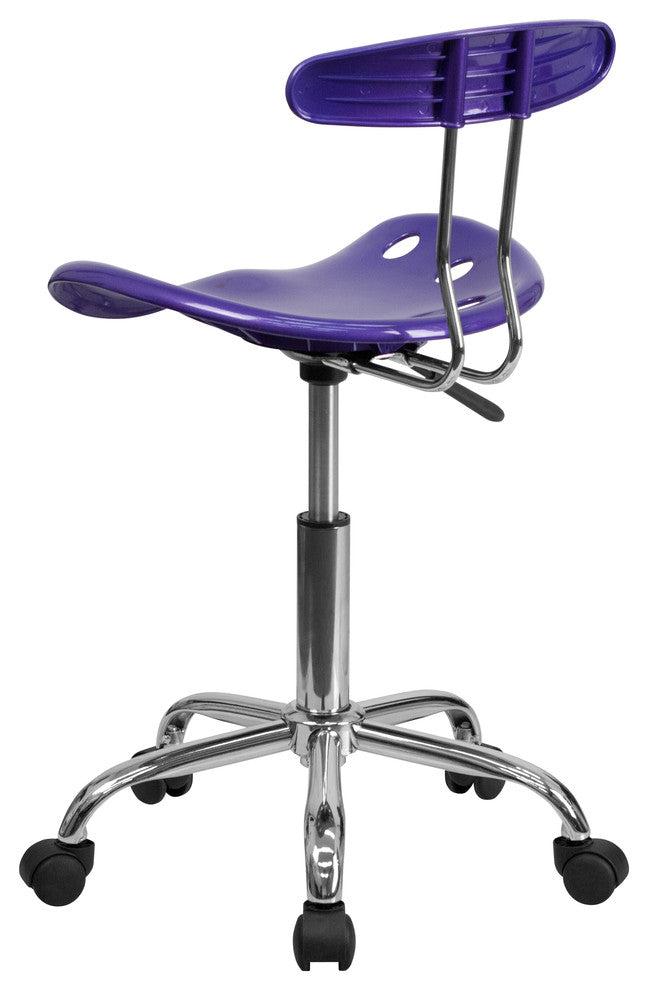 Vibrant Violet and Chrome Swivel Task Chair With Tractor Seat