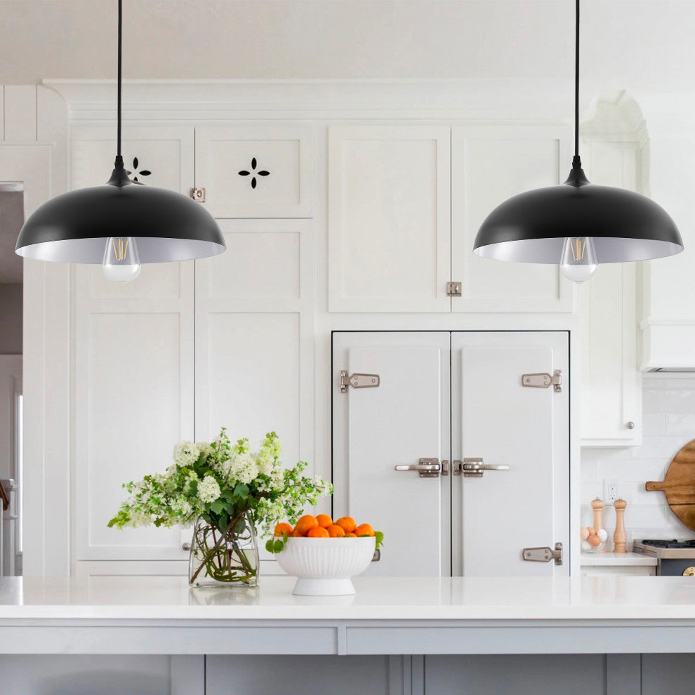 Modern 1-Light Hanging Lamp Fixture With Metal Shade