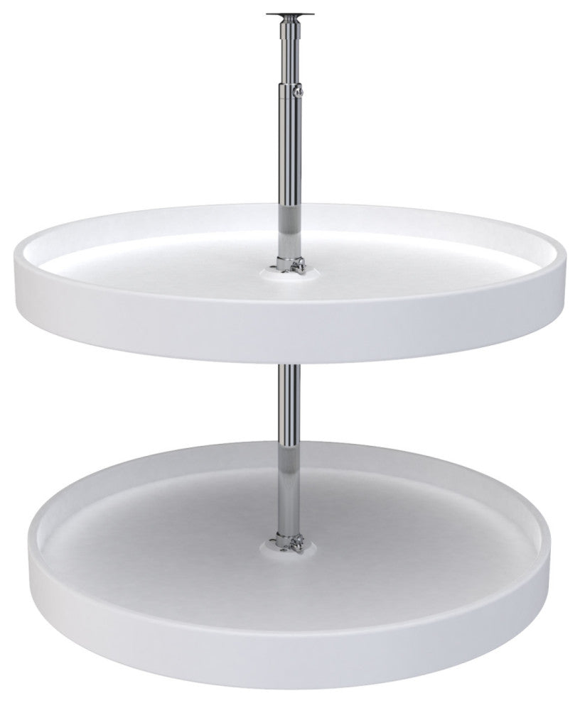 Polymer Full-Circle 2-Shelf Lazy Susan for Corner Wall Cabinet, White, 24"W
