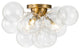 Modern 3-Light Sputnik Design Clear Glass Bubble Semi Flush Mount, Brass