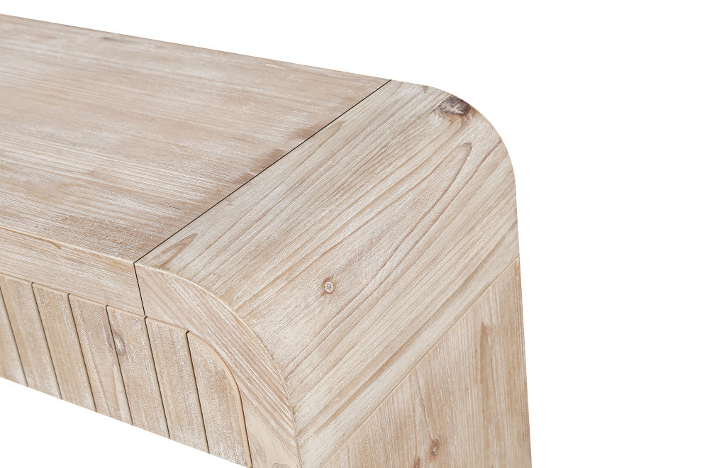 GDF Studio 59" Vintage Farmhouse Console Table With Drawers, Natural Wood Washed