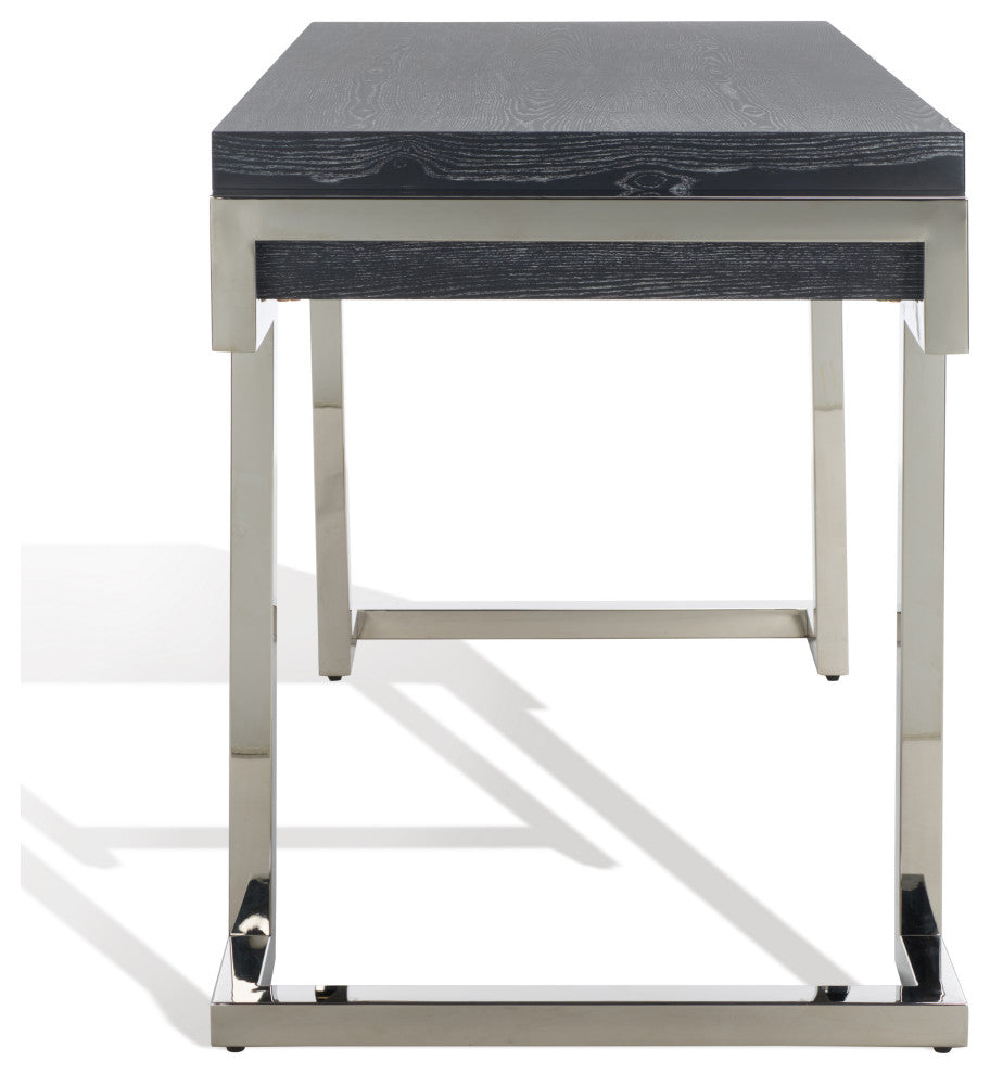 Safavieh Couture Maia 2-Drawer Lacquer Desk Black Cerused Oak