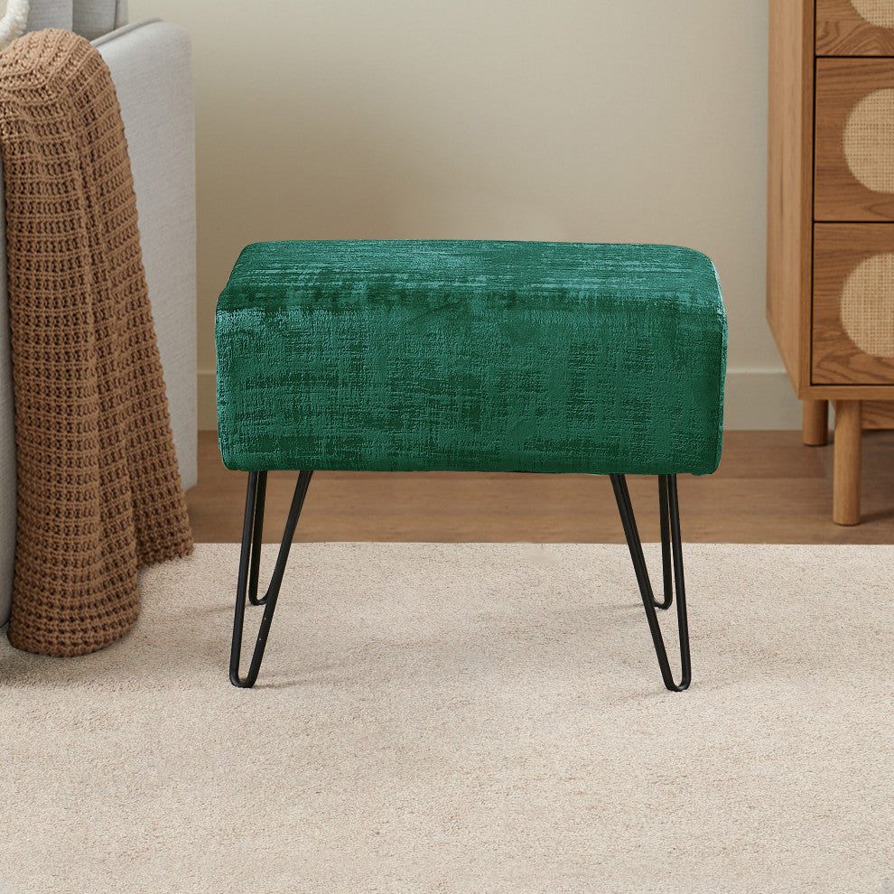 Textured Velvet Ottoman, Eden