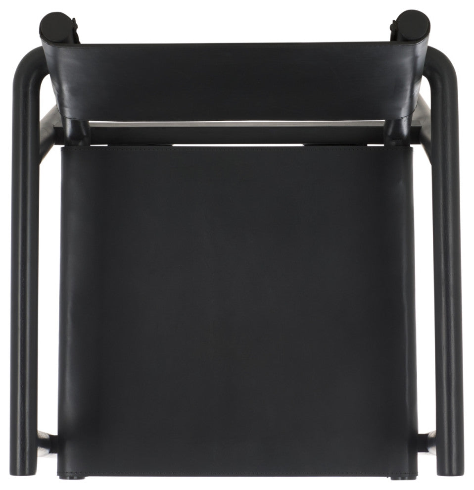 Safavieh Couture Hutson Leather Dining Chair, Black