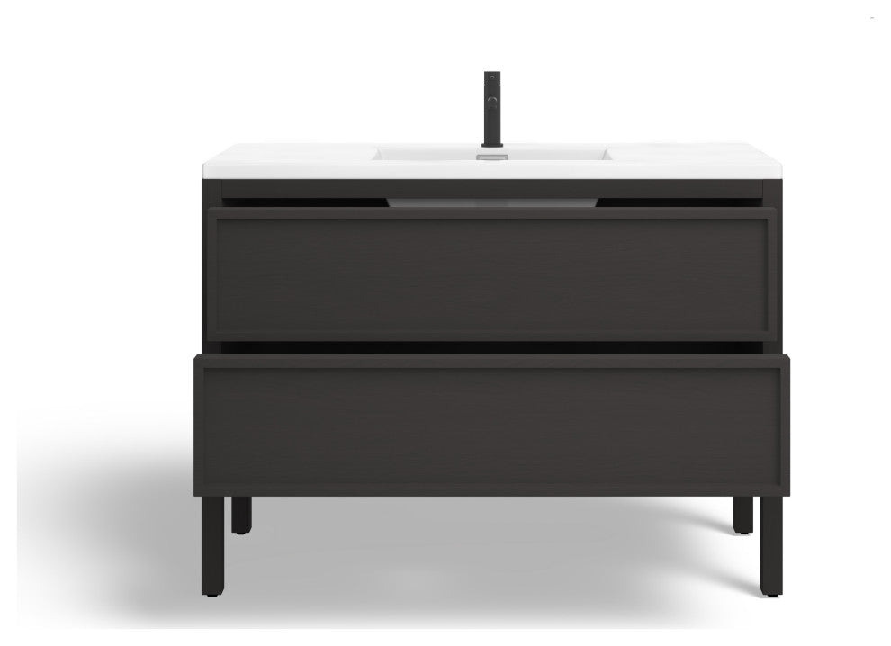 The Shiloh Bathroom Vanity, Charcoal Oak, 48", Single Sink, Freestanding