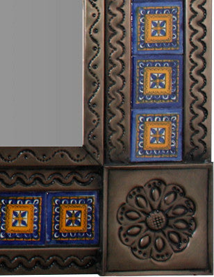 Medium Brown Orizaba Tile Talavera Tin Mirror