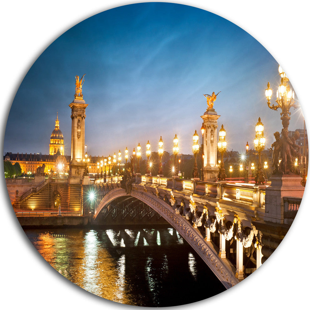 Pont Alexandre Iii Bridge, Cityscape Photo Disc Metal Wall Art, 11"