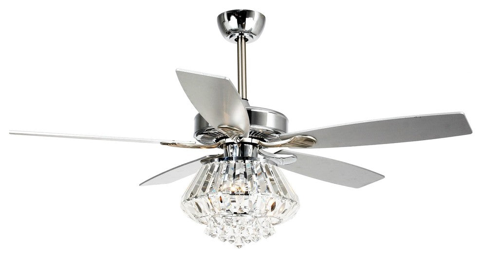52-In Crystal 5-Blade Ceiling Fan With Light, Remote Control, Chrome