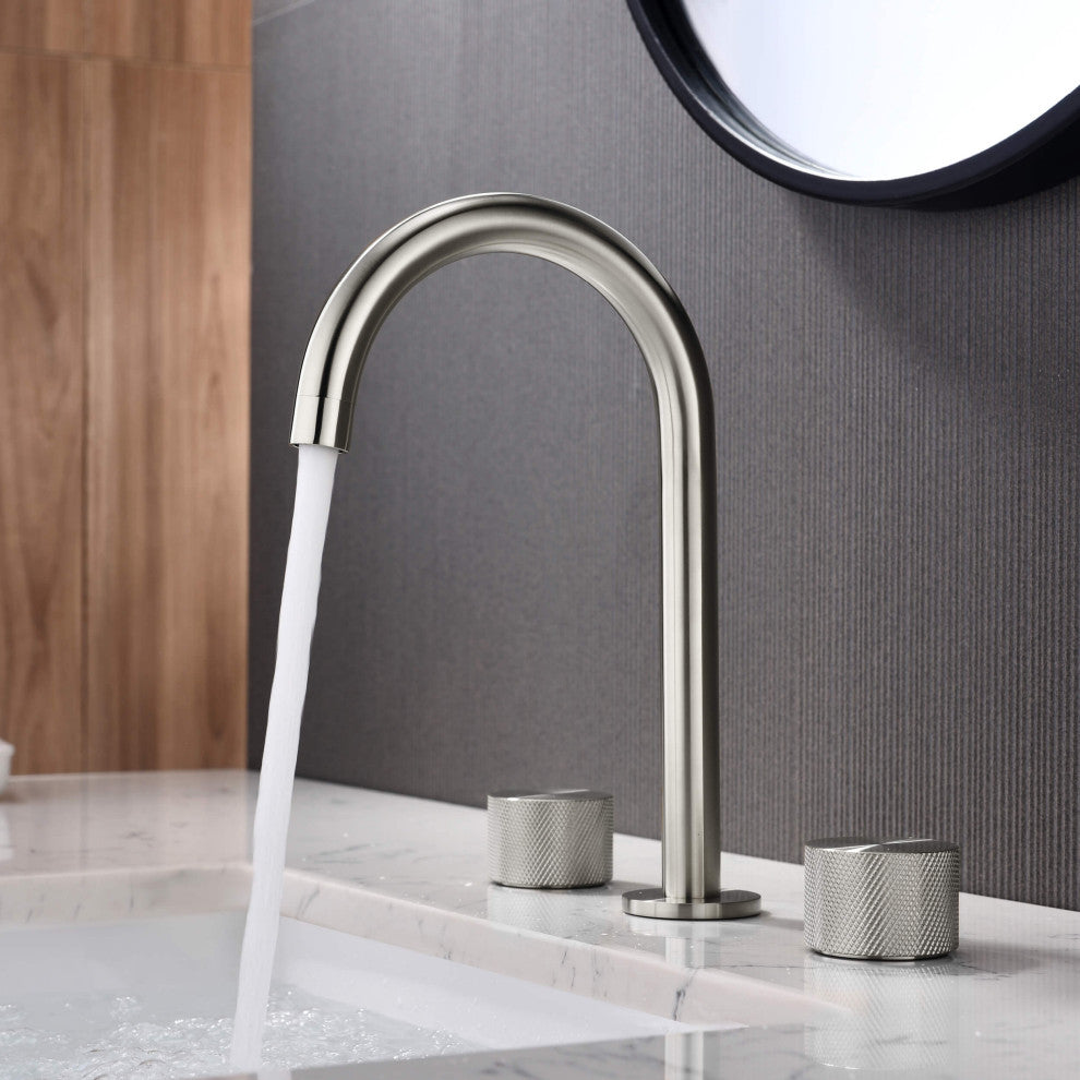 Circular X 8" Bathroom Sink Widespread Faucet with Drain Assembly, Brushed Nickel