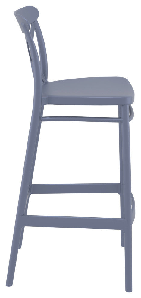 Cross Bar Stool, Set of 2, Dark Gray